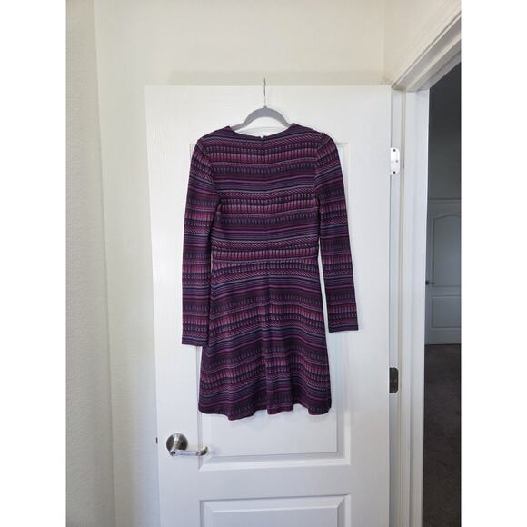 Amanda Uprichard Paxton Juniper Stripe Purple Plunge V-Neck Mini Knit Dress, XS - Picture 8 of 12